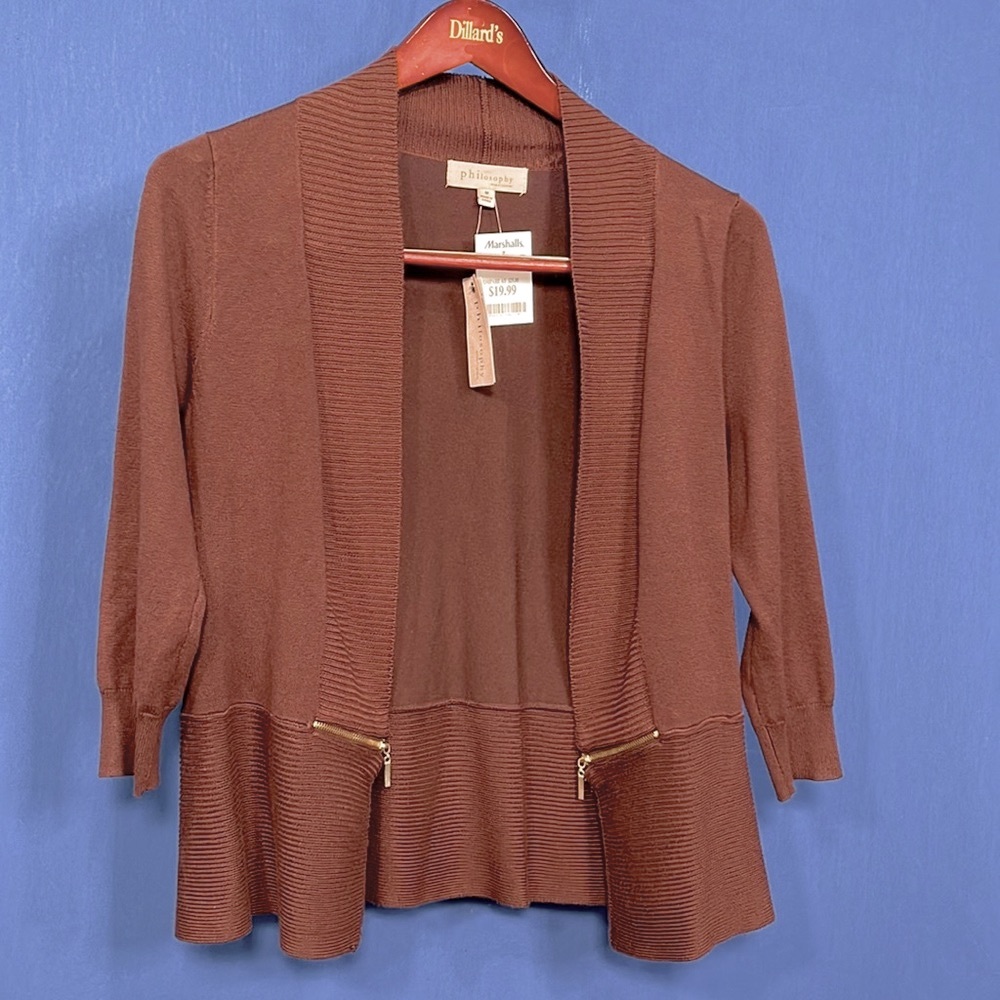 Philosophy chocolate cardigan size M